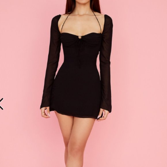 House of CB Dresses & Skirts - 1736 ~ House of CB ~ Babydoll Black Chiffon Halter Mini Dress Small